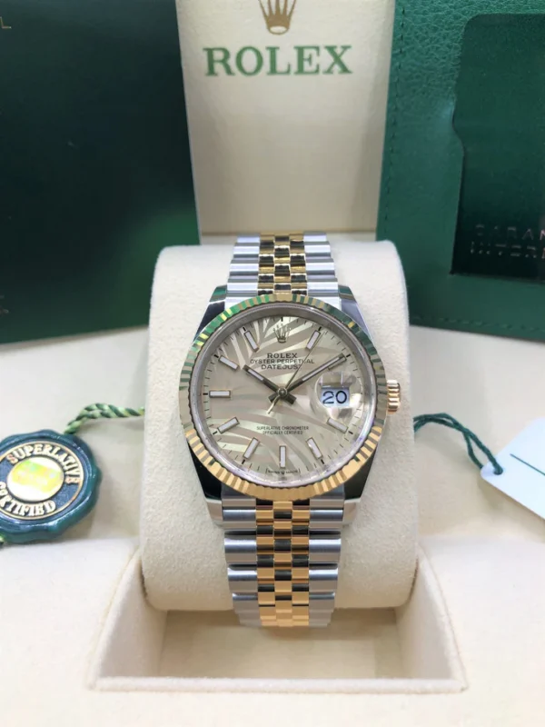 RLX Datejust 36mm 126233 Golden Palm Motif Dial Jubilee Bracelet Watch