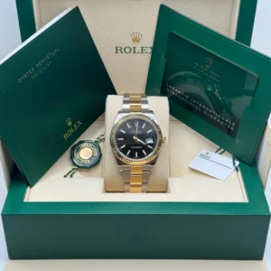 RLX Datejust 41mm Two-Tone Yellow Gold Fluted Bezel Black Index Dial Jubilee - 126333