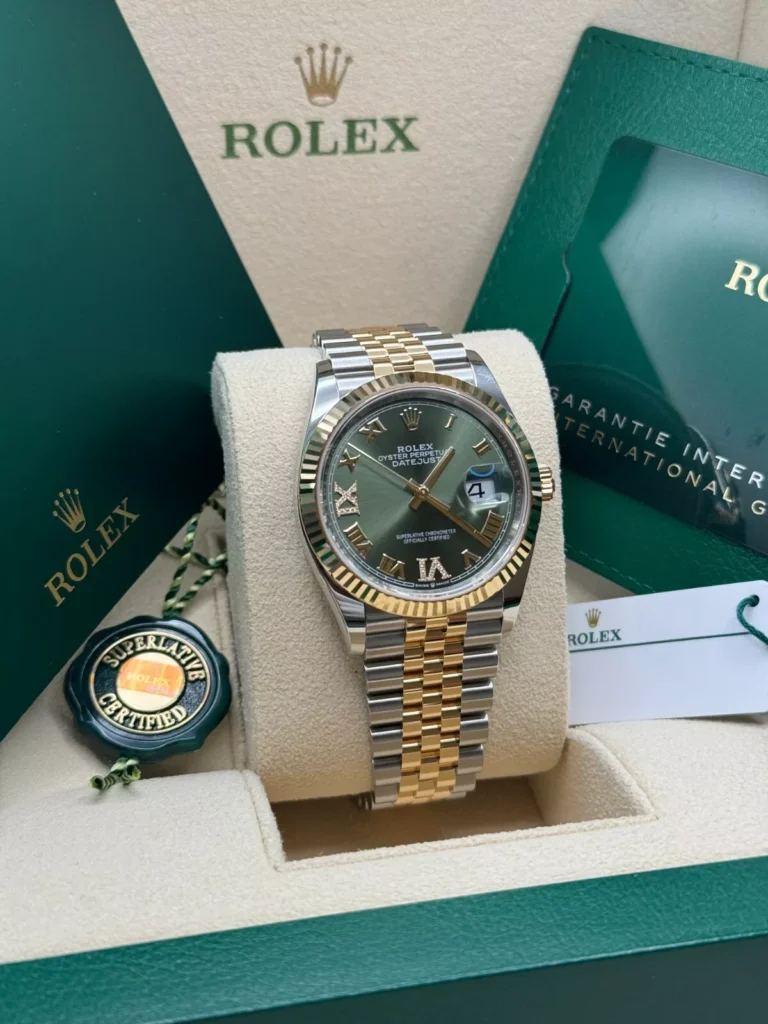 RLX Datejust 36mm 126233 Olive-green Roman Diamond Dial Two-Tone Jubilee Bracelet