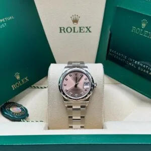 RLX Datejust m278344-0033/0034 Pink Dial 31mm Domed Diamond Oyster Watch