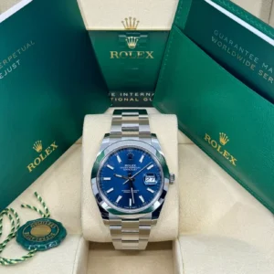 RLX Datejust 41mm 126300 Blue Index Jubilee Stainless Steel Men’s Watch