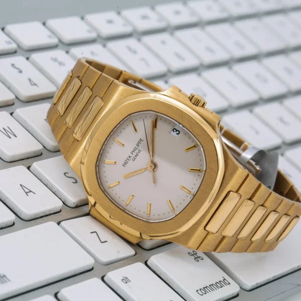 Patek Philippe Nautilus 3800 37MM White Dial With 18K Yellow Gold Bracelet