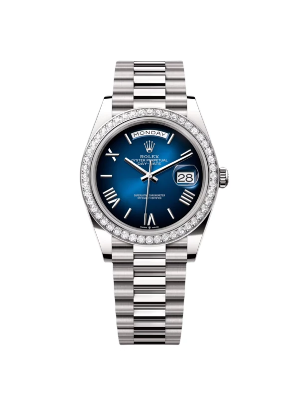 RLX Day-Date 40mm 228349RBR-0045 Blue Ombré Dial President Bracelet