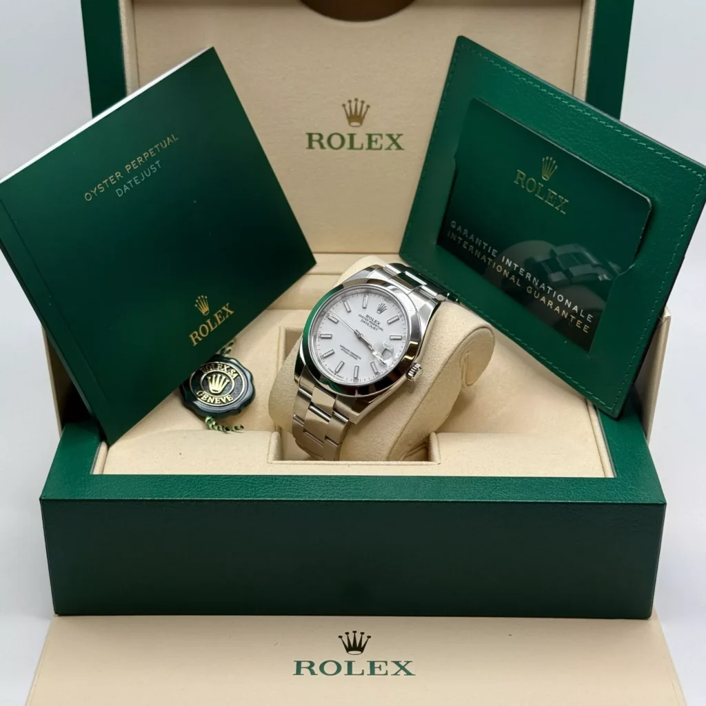 RLX Datejust 41mm 126300 White Index Oyster Stainless Steel Watch