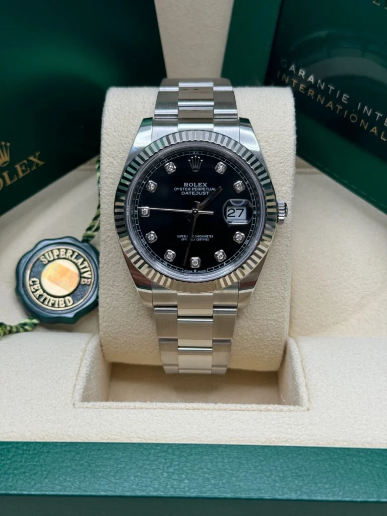 RLX Datejust 41mm 126334 Black Diamond Oyster Stainless Steel Mens Watch
