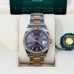 RLX Datejust 36mm 126231 Slate/Gray Dial Oystersteel and 18K Rose gold Oyster Bracelet