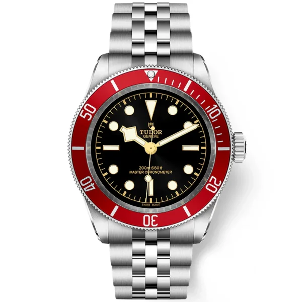 【7A Quality】TUDOR Black Bay 41mm Black Dial & Red Bezel Five-Link Bracelet Watch M7941A1A0RU-0003