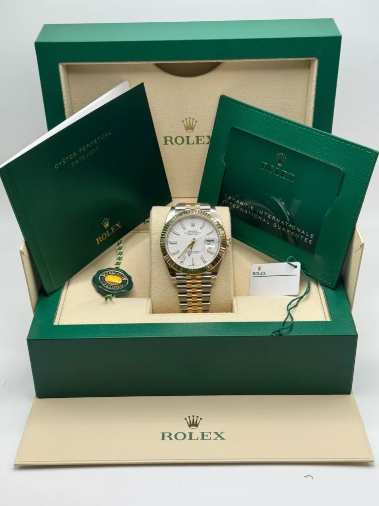 RLX Datejust 41mm 126333 White Index Oyster Steel and Yellow Gold Mens Watch