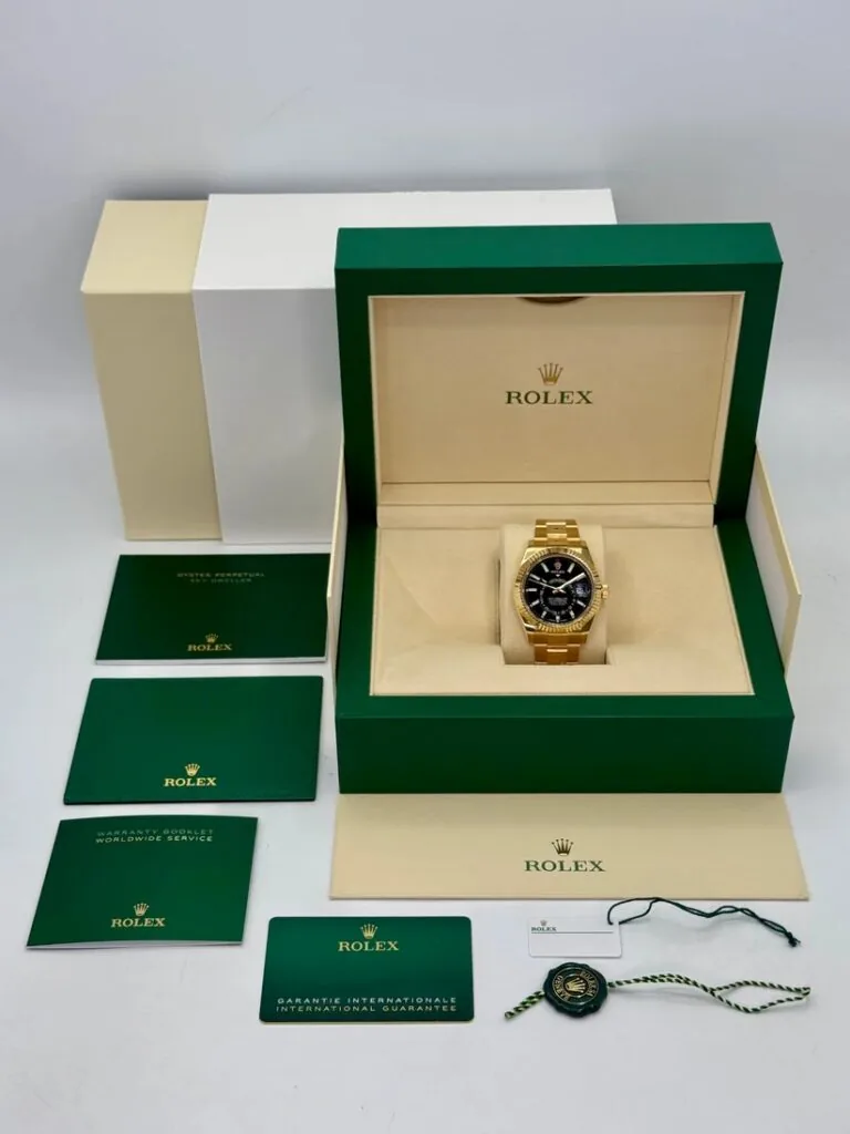 RLX Sky-Dweller 42mm 336938-0002/0005 Yellow Gold Black Dial Oyster