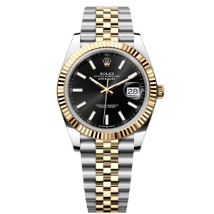 RLX Datejust 41mm Two-Tone Yellow Gold Fluted Bezel Black Index Dial Jubilee - 126333