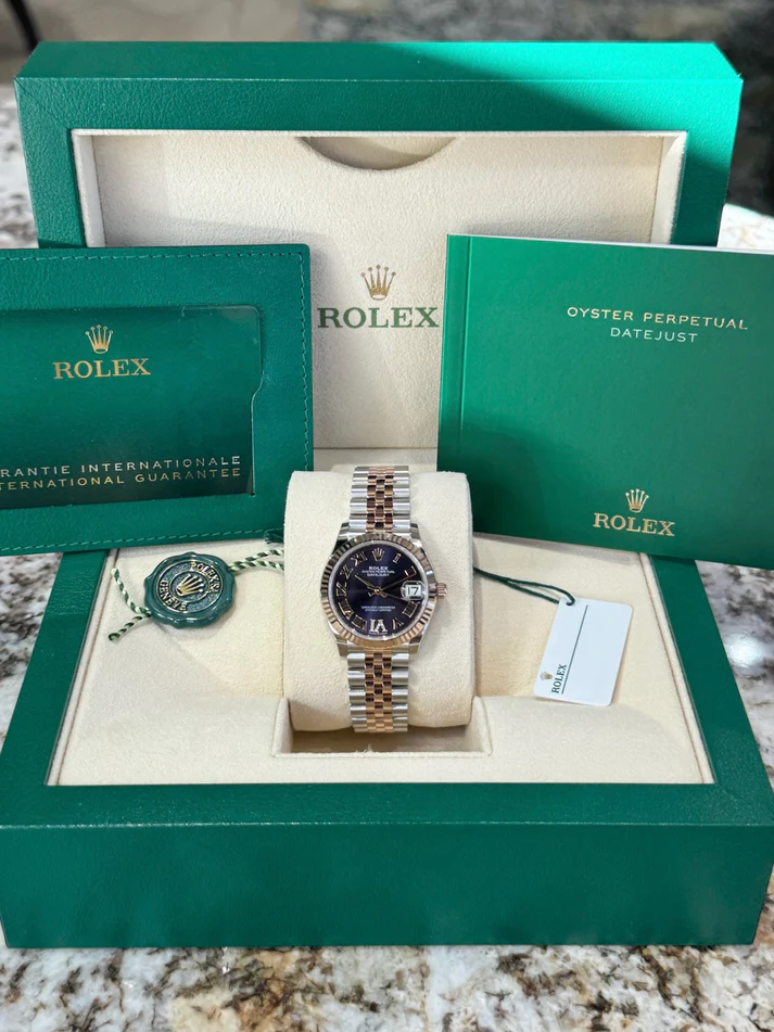 RLX Datejust m278271-0019/0020 Aubergine 31mm Dial Oyster Bracelet Watch