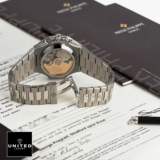 Patek Nautilus Blue Silver Replica 5 Patek Philippe Nautilus 59801A-001 Steel Bracelet Replica upside view