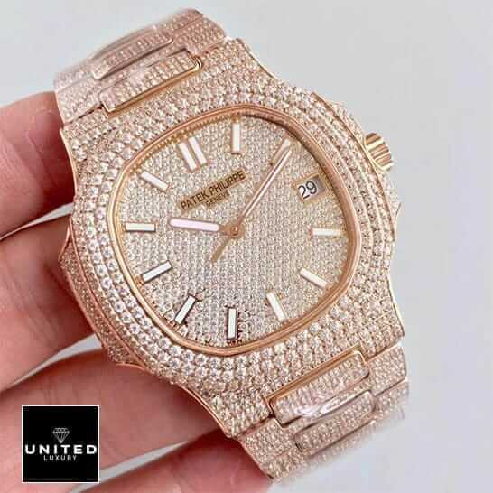 Patek Philippe Nautilus 5719/10G-010 Replica 4 Patek Philippe Nautilus 5719/10G-010 Iced Out Replica