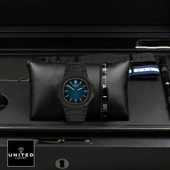 Patek Philippe Black 5711 Replica 4 Patek Philippe Geneve 5711 Blue Dial Black Case Replica in the box