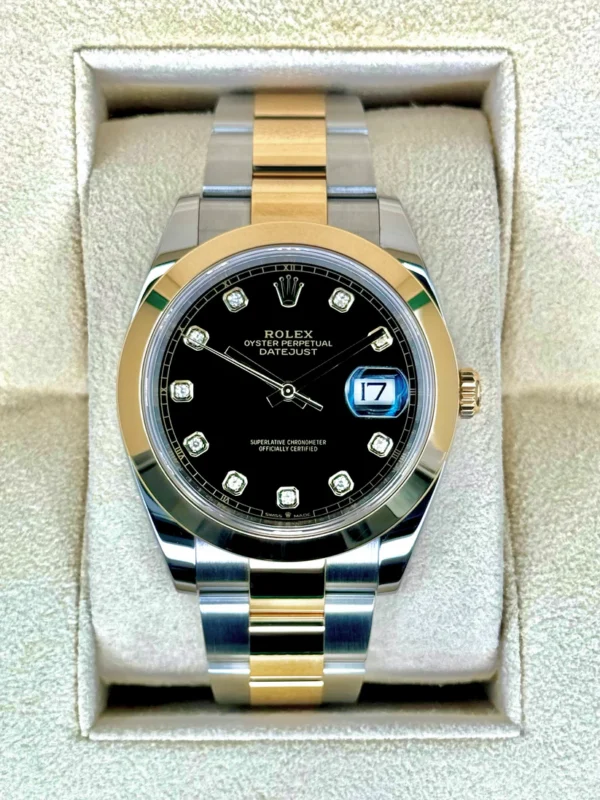 RLX Datejust 41mm 126303 Black Diamond Oyster Steel and Yellow Gold Mens Watch