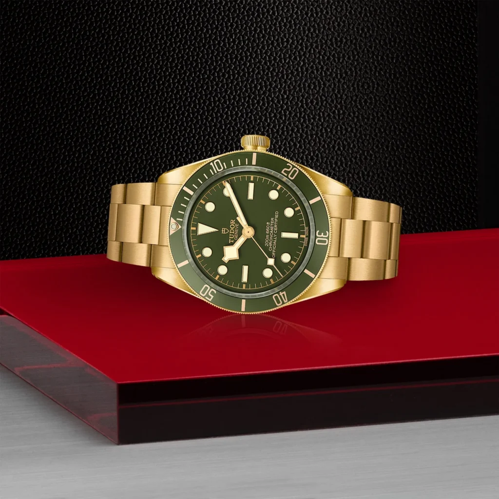 【7A Quality】TUDOR Black Bay 58 18K 39mm 18ct Yellow Gold Green Dial Bracelet Watch M79018V-0006