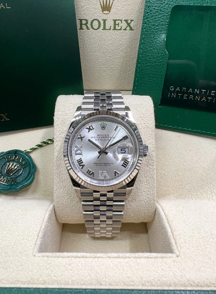 RLX Datejust 36mm 126234 White Roman Dial Oyster Stainless Steel Mens