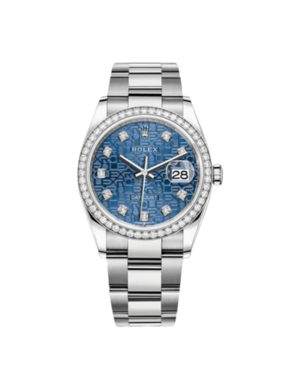 RLX Datejust 36mm 126284 Blue Jubilee Diamond Dial & Diamond Bezel, Stainless Steel Oyster Bracelet Watch