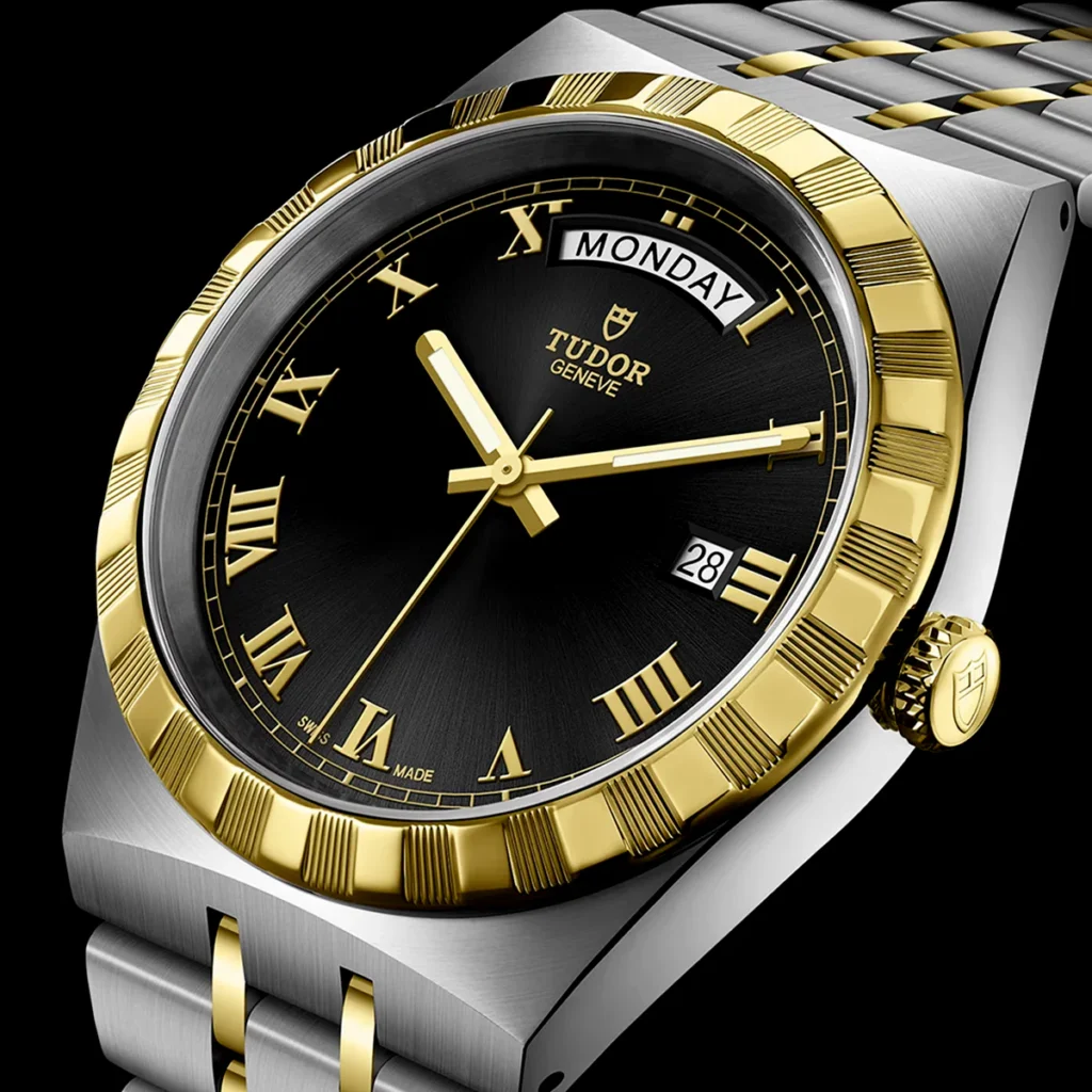 【7A Quality】TUDOR Royal Date/Day 41mm S&G Black Roman Dial Automatic Watch M28603-0003