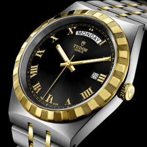 【7A Quality】TUDOR Royal Date/Day 41mm S&G Black Roman Dial Automatic Watch M28603-0003