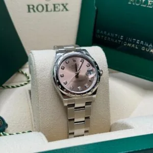 RLX Datejust m278344-0033/0034 Pink Dial 31mm Domed Diamond Oyster Watch