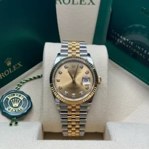 RLX Datejust 41mm Two-Tone Yellow Gold Fluted Bezel Champagne Diamond Dial Oyster - 126333