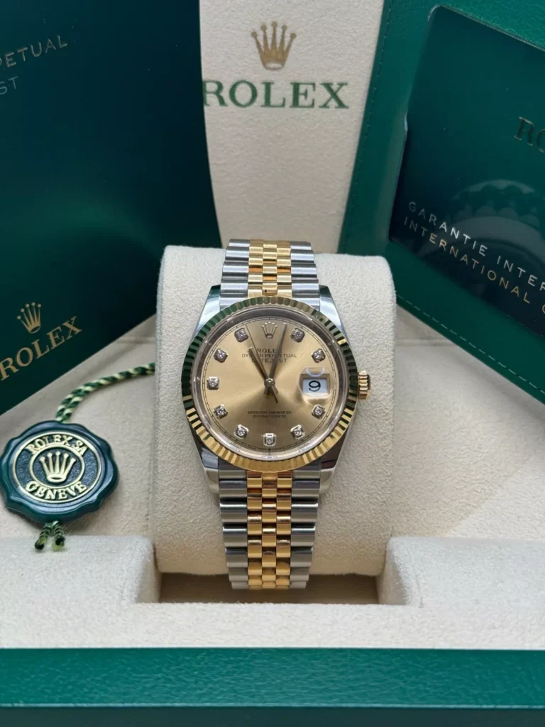 RLX Datejust 41mm Two-Tone Yellow Gold Fluted Bezel Champagne Diamond Dial Oyster - 126333