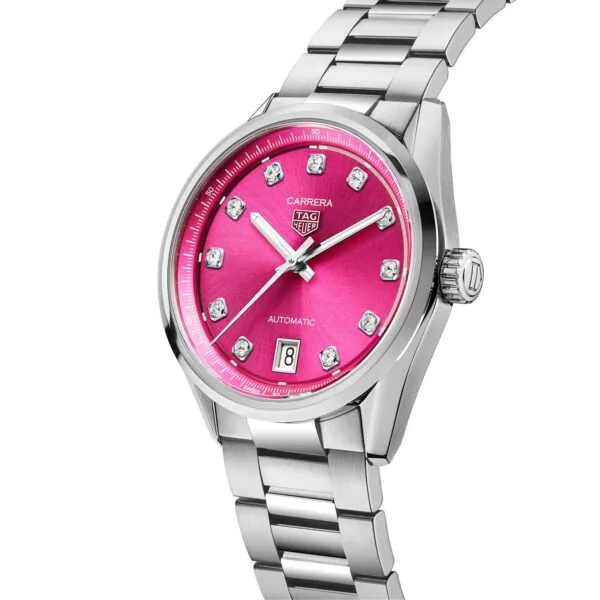 【7A Quality】TAG Heuer Carrera Date 36mm Ladies Watch Pink Diamond Dot WBN2318.BA0001