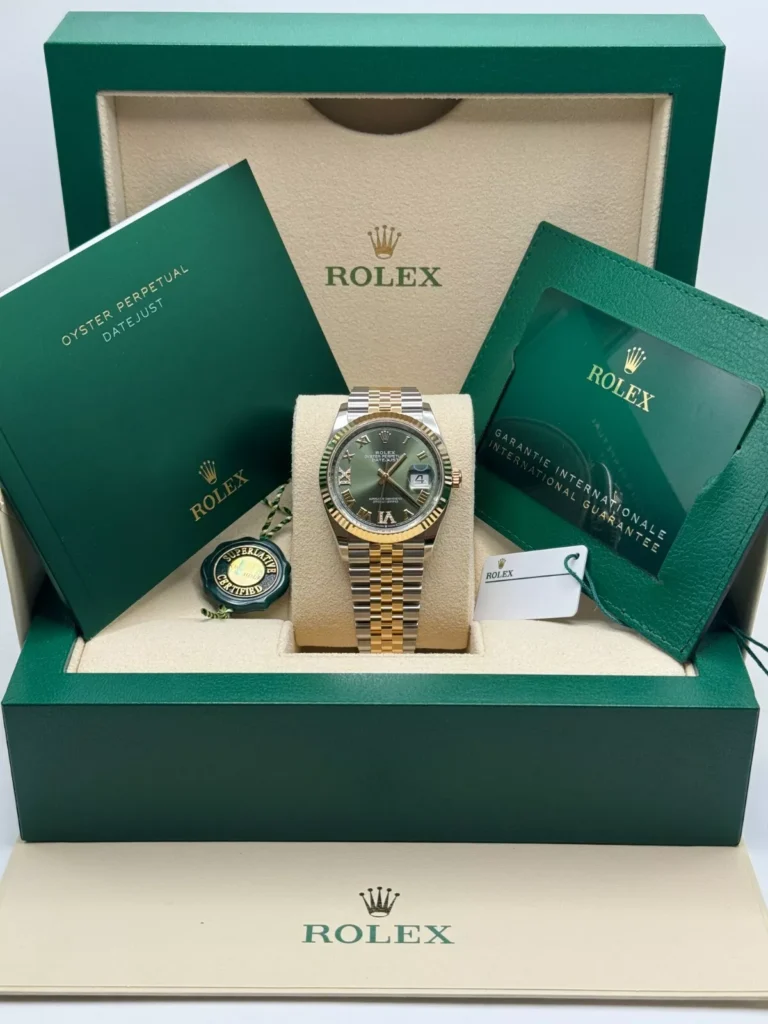 RLX Datejust 36mm 126233 Olive-green Roman Diamond Dial Two-Tone Jubilee Bracelet