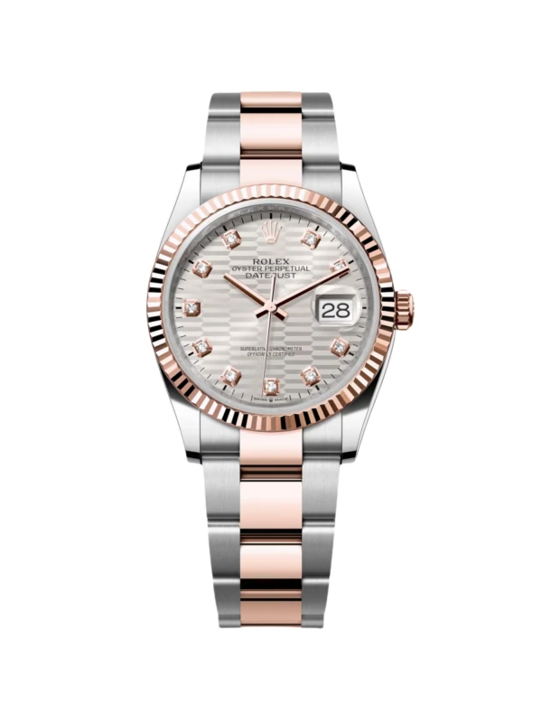 RLX Datejust 36mm 126231 Silver Fluted Motif Dial Oystersteel and Everose gold Bracelet