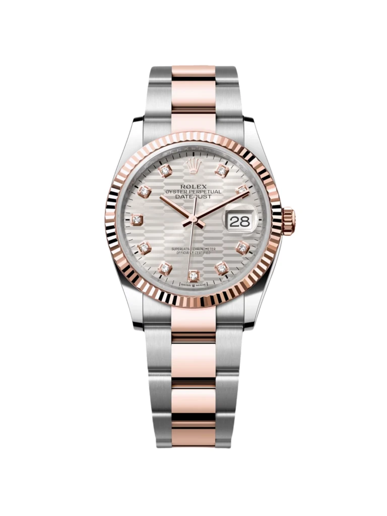 RLX Datejust 36mm 126231 Silver Fluted Motif Dial Oystersteel and Everose gold Bracelet