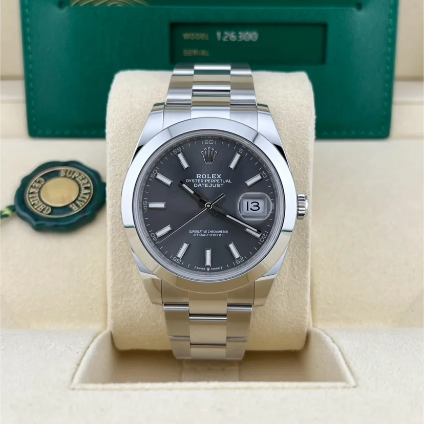 RLX Datejust 41mm 126300 Slate Index Jubilee Stainless Steel Watch