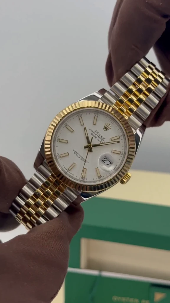 RLX Datejust 41mm 126333 White Index Oyster Steel and Yellow Gold Mens Watch