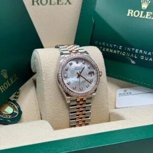 RLX Datejust m278381-0025/0026 Mother-of-Pearl Diamond 31mm Dial Diamond-Set Bezel and Oyster Bracelet Watch