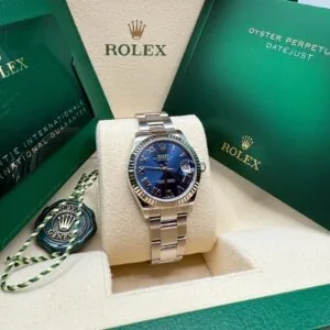 RLX Datejust m278274-0033/0034 Bright Blue Dial 31mm Fluted Bezel Oyster Bracelet
