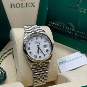 RLX Datejust 41mm Smooth Bezel White Roman Dial Jubilee - 126300