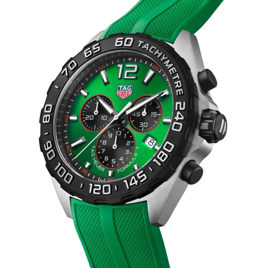 【7A Quality】TAG Heuer Formula 1 Quartz Chronograph 200M 43mm Mens Watch Green Rubber CAZ101AP.FT8056