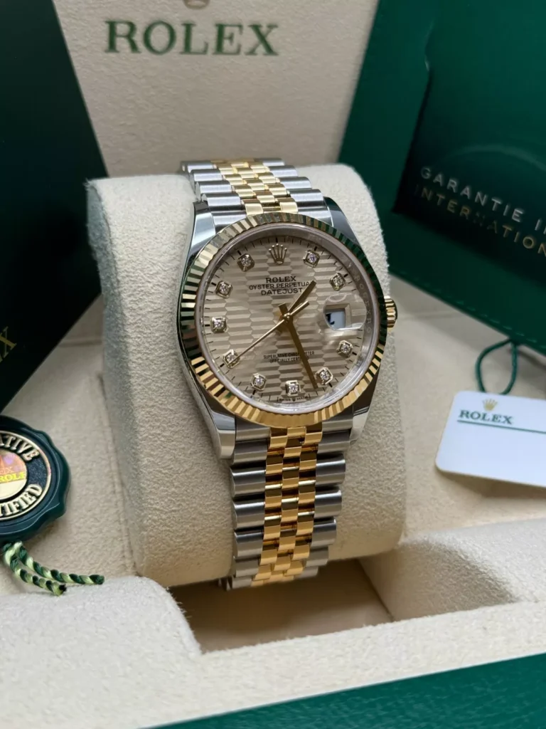 RLX Datejust 36mm 126233 Champagne Fluted Motif Diamond Dial Jubilee Bracelet
