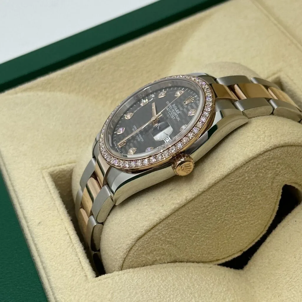 RLX Datejust 36mm 126281 Slate Fluted Motif Diamond Dial Diamond Bezel and Oyster Bracelet