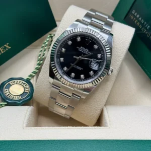 RLX Datejust 41mm 126334 Black Diamond Oyster Stainless Steel Mens Watch
