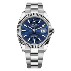 RLX Datejust 41mm Blue Fluted Motif Index Dial Jubilee Bracelet Watch - 126334