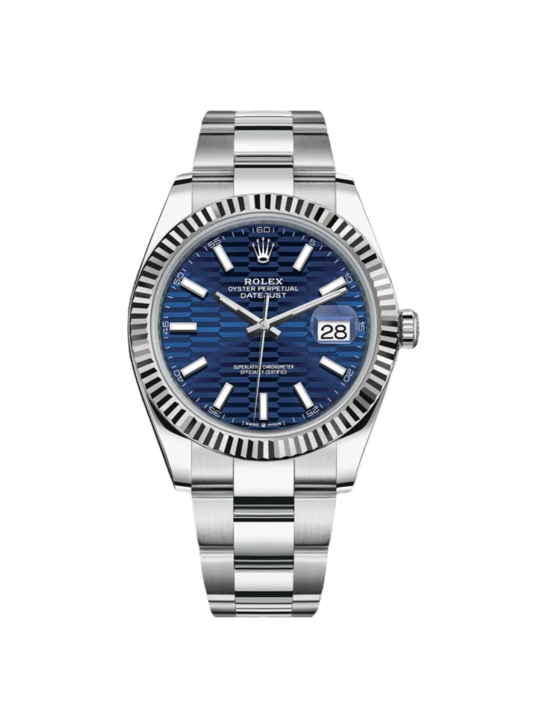RLX Datejust 41mm Blue Fluted Motif Index Dial Jubilee Bracelet Watch - 126334