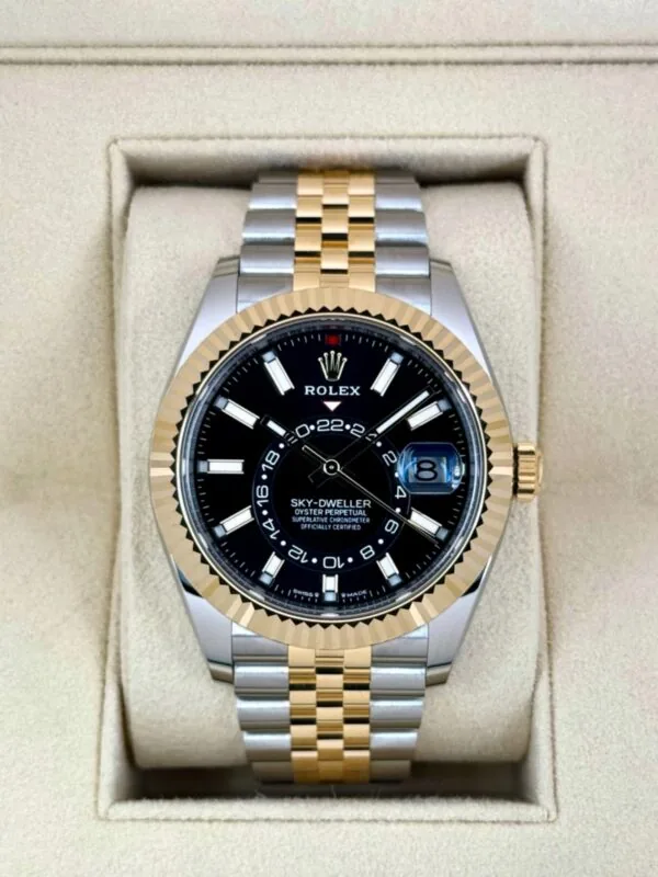 RLX Sky-Dweller 42mm 336933-0003/0004 Two-Tone Yellow Gold Black Dial Jubilee