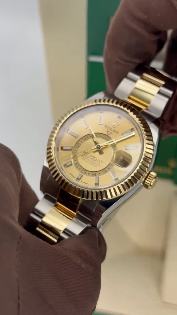 RLX Sky-Dweller 42mm 336933-0001/0002 Two-Tone Yellow Gold Champagne Dial Oyster