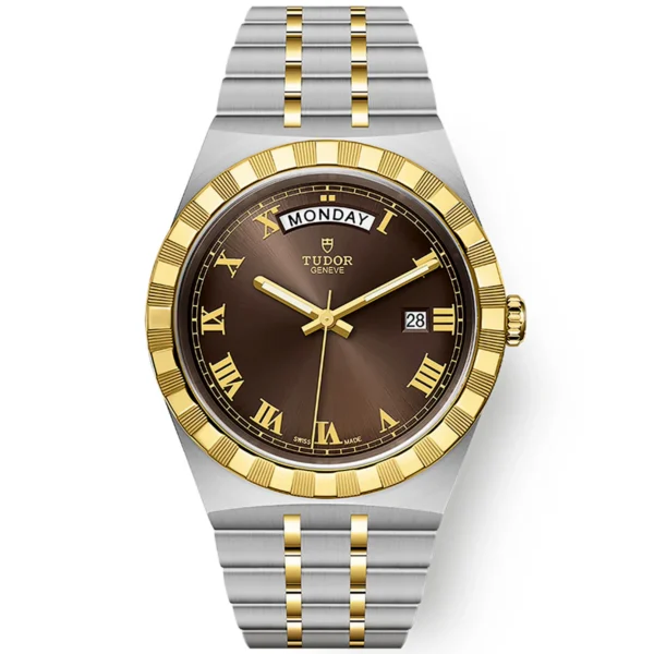 【7A Quality】TUDOR Royal Date/Day 41mm S&G Brown Roman Dial Automatic Watch M28603-0007