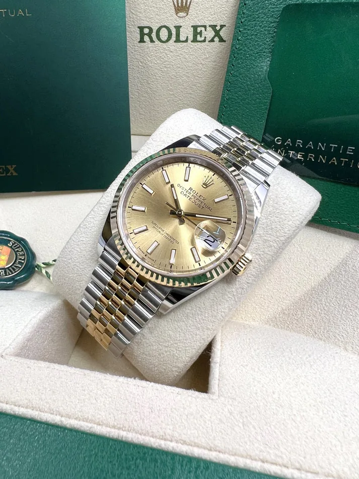 RLX Datejust 36mm 126233 Champagne Dial Jubilee Bracelet Watch