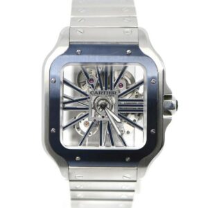 Cartier Santos Large Model Blue Skeleton Watch W2SA0009 - United Luxury