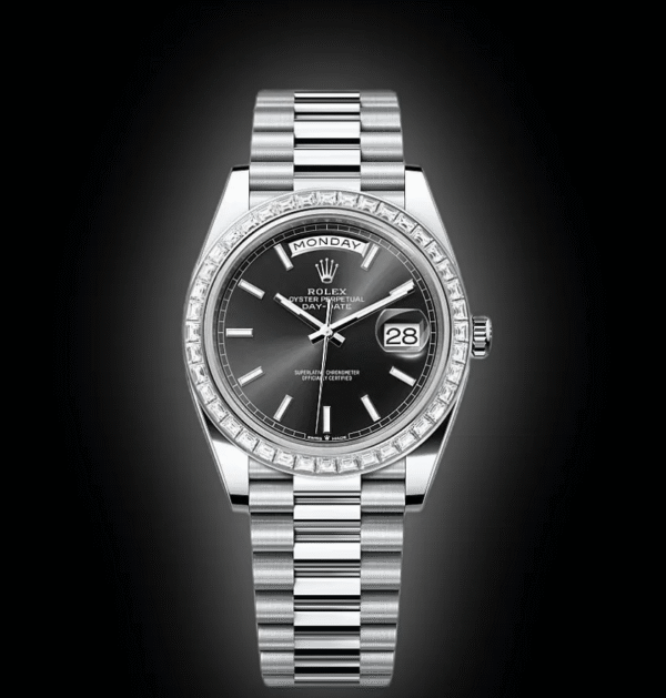 RLX Day-Date 40mm 228396TBR-0024 Black Dial Diamond Bezel
