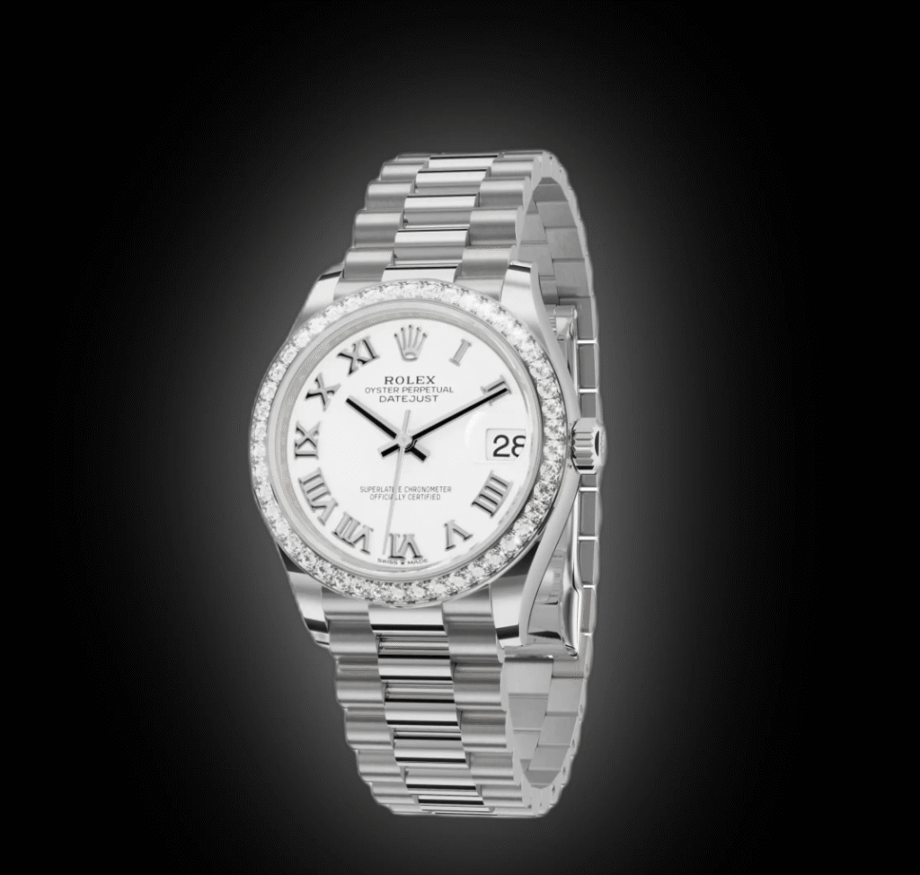 RLX Datejust m278289RBR-0007 White Dial White Gold President Watch