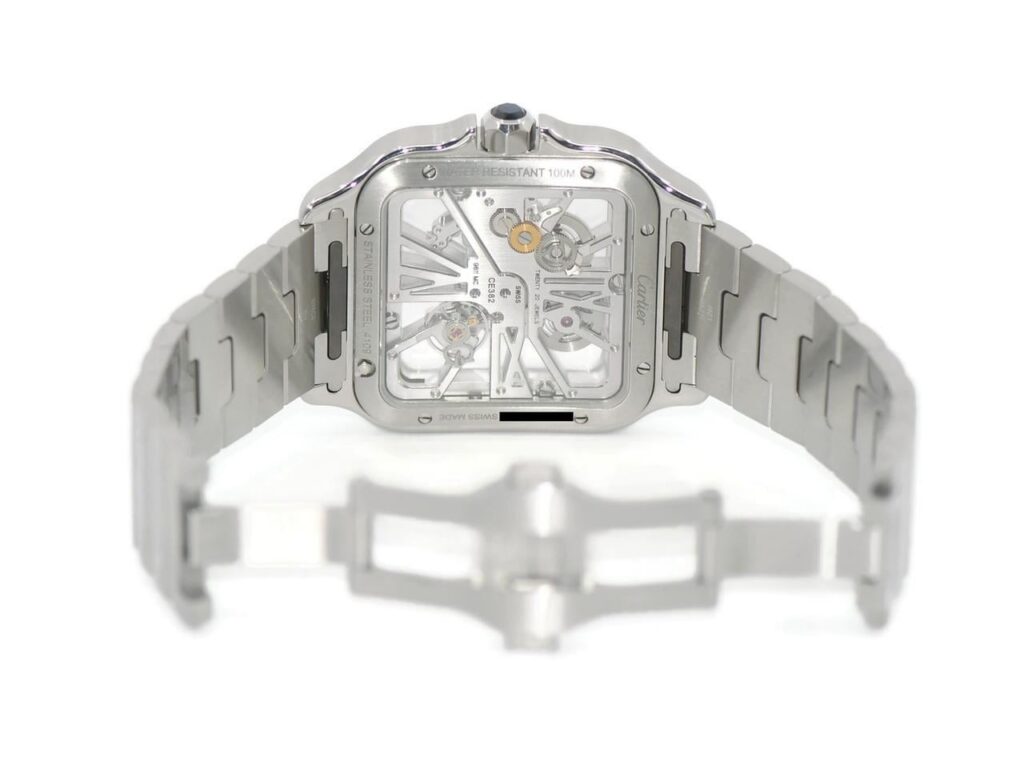 Cartier Santos Large Model Blue Skeleton Watch W2SA0009 - United Luxury